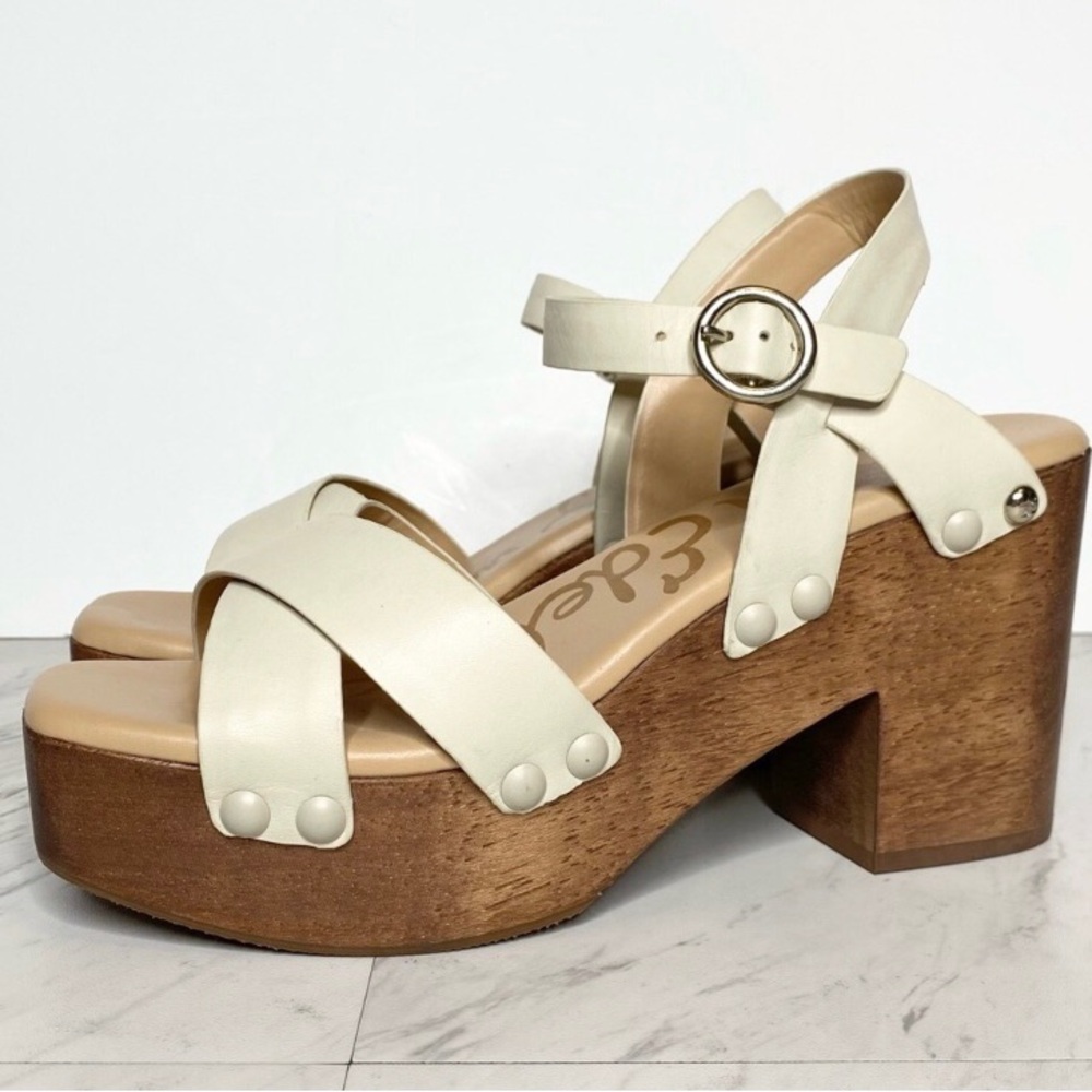 Sam Edelman Josefine Leather Platform Heeled Sandal 9M (fits more like a size 8)